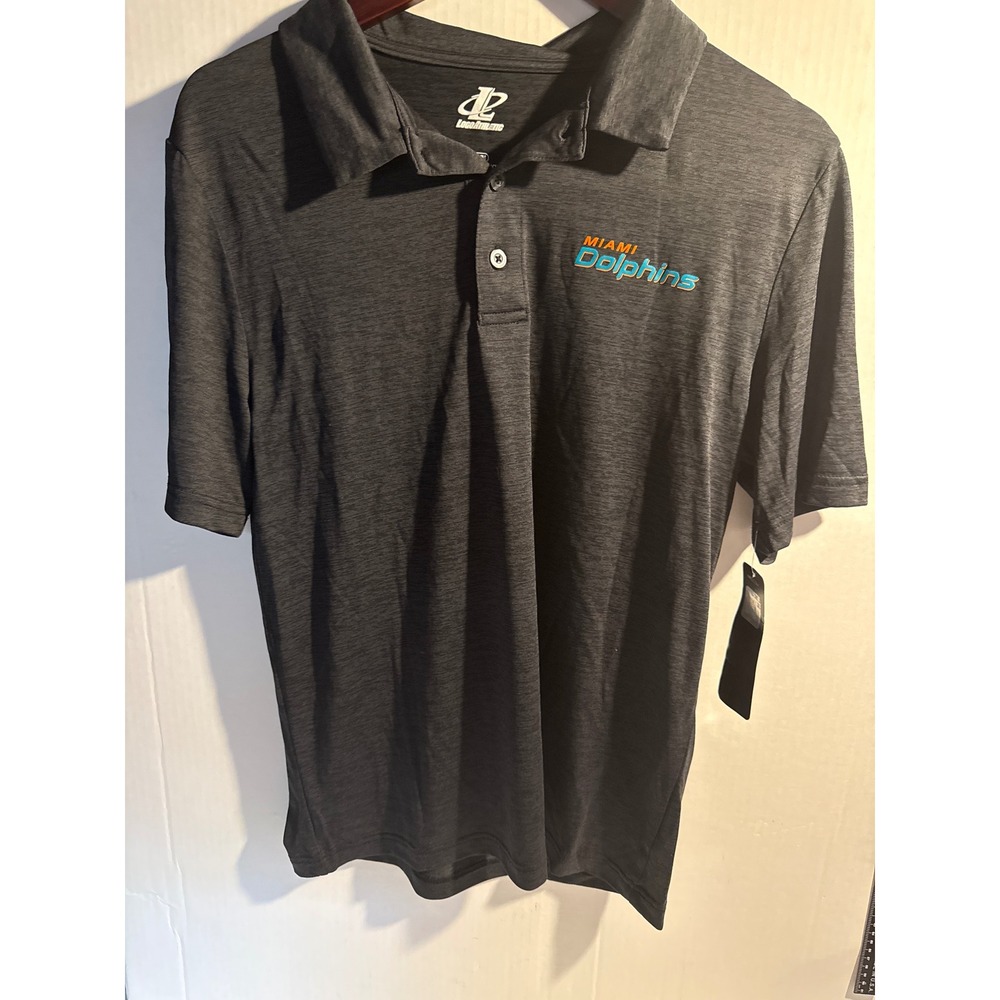 Logo Athletic Miami Dolphins Mens Medium Polo NFL Team Apparel Heather Gray